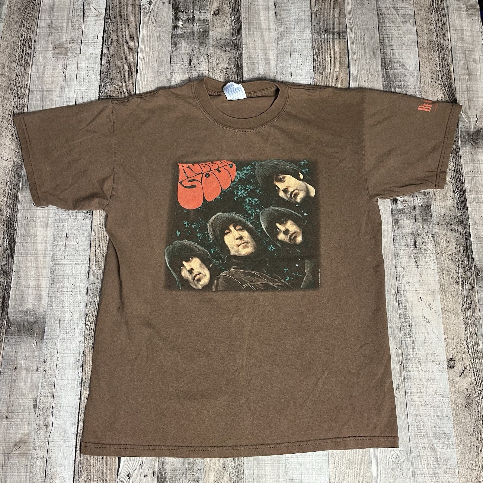 Beatles Shirt Adult Large Brown Vintage 90s 1997 Rubber Soul Band Tee