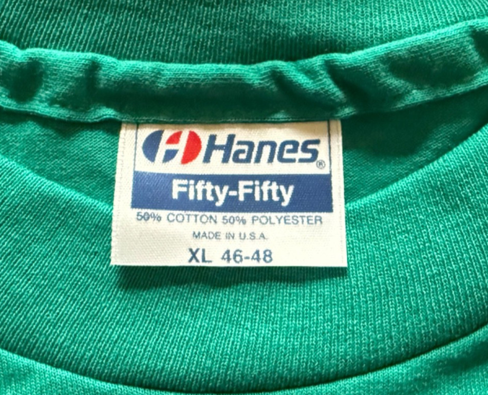 « Hanes Fifty-Fifty » Men&rsquo;s Green T-Shirt 50/50 Cotton/Poly Blend Size XL , Unworn