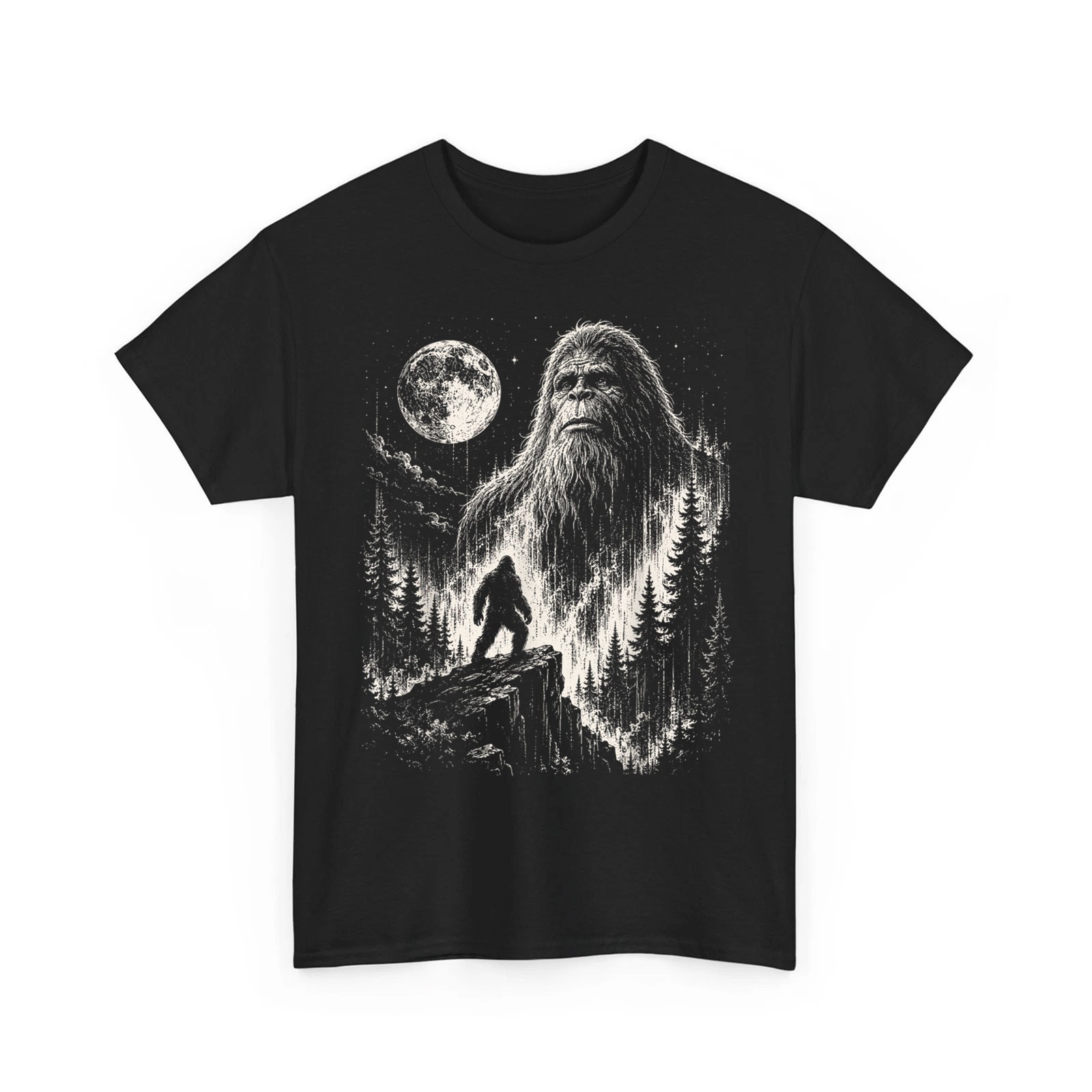 Bigfoot Sasquatch Graphic Tee Cryptid Big Foot Moon Nature Retro Unisex T-Shirt