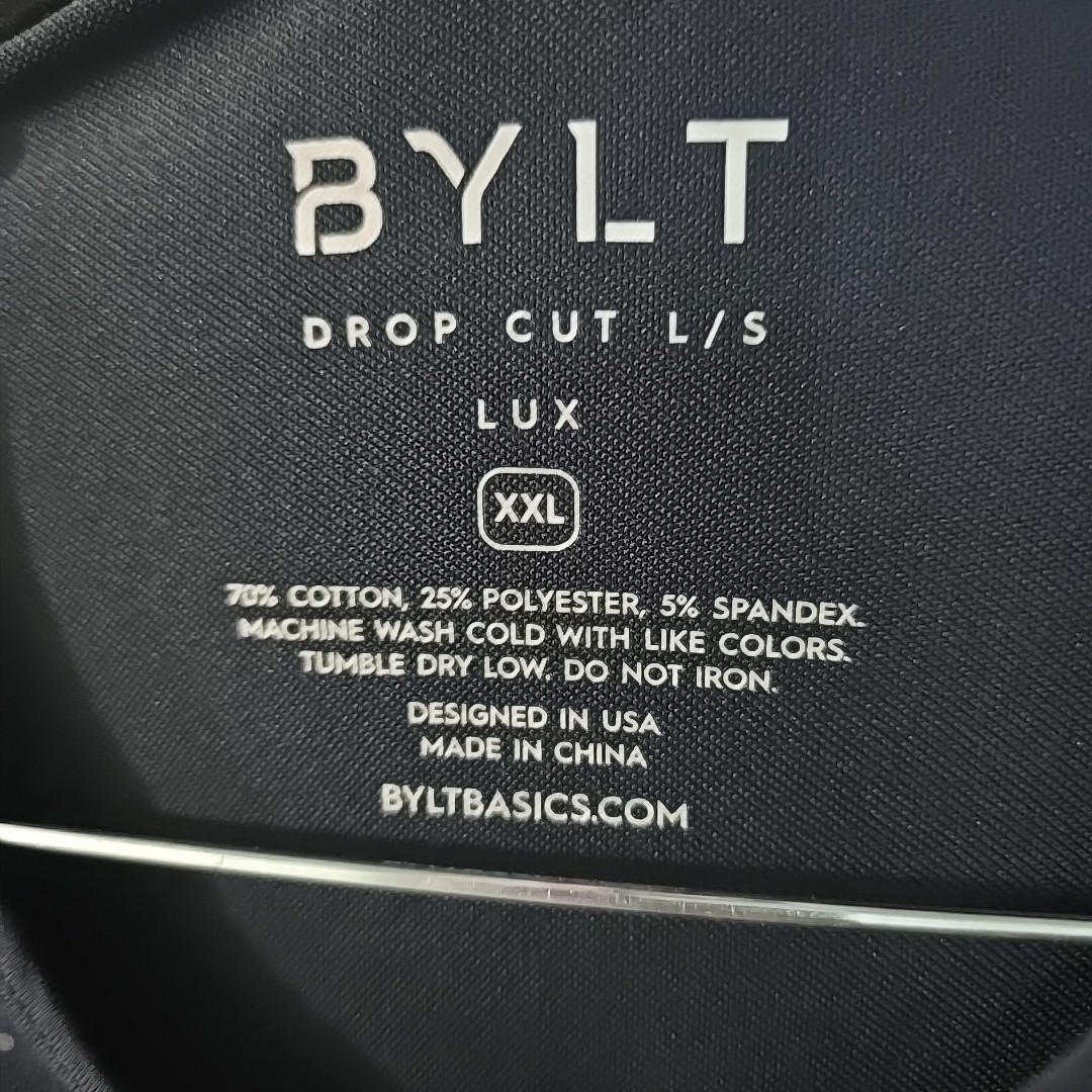 BYLT Shirt Mens Size XXL Blue Knit Polka Dot Drop Cut Long Sleeves Lux Tee