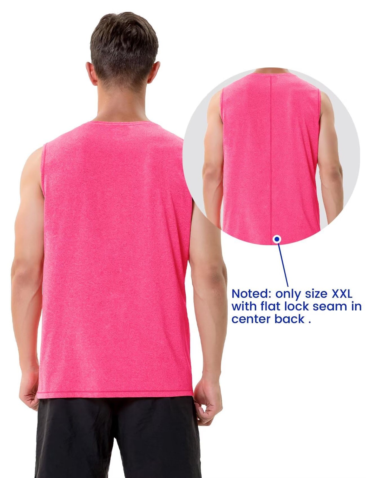 Mens Tank Top Athletic Running Quick Dry Loose Fit(Neon Pink Heather,S)