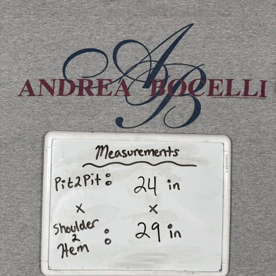 Vintage 1998 Andrea Bocelli Opera Tour of the Americas T-Shirt Gray XL