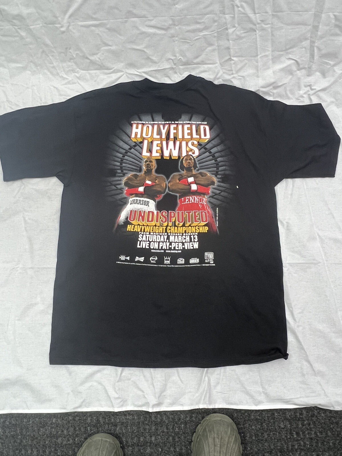 Deadstock 1999 Holyfield vs Lewis Undisputed Championship Boxing Size XL T Shirt