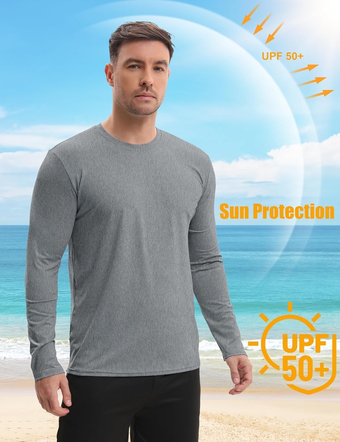 7 Pack Men&rsquo;s Quick Dry Long Sleeve Shirts Moisture Wicking UV UPF 50+ Sun Pro…