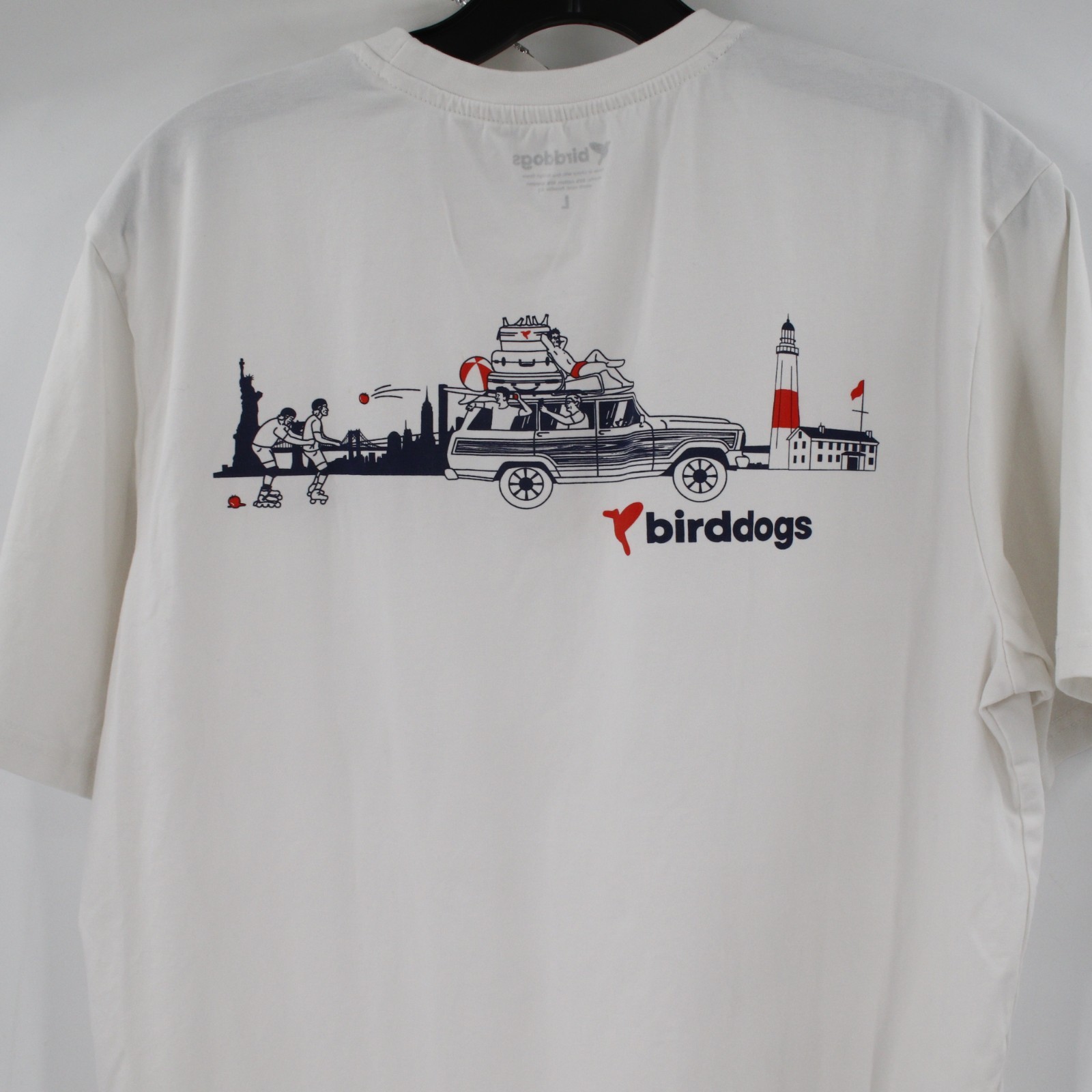 birddogs Shirt Mens large Short Sleeves White Cotton Blend Stretch graphic golf
