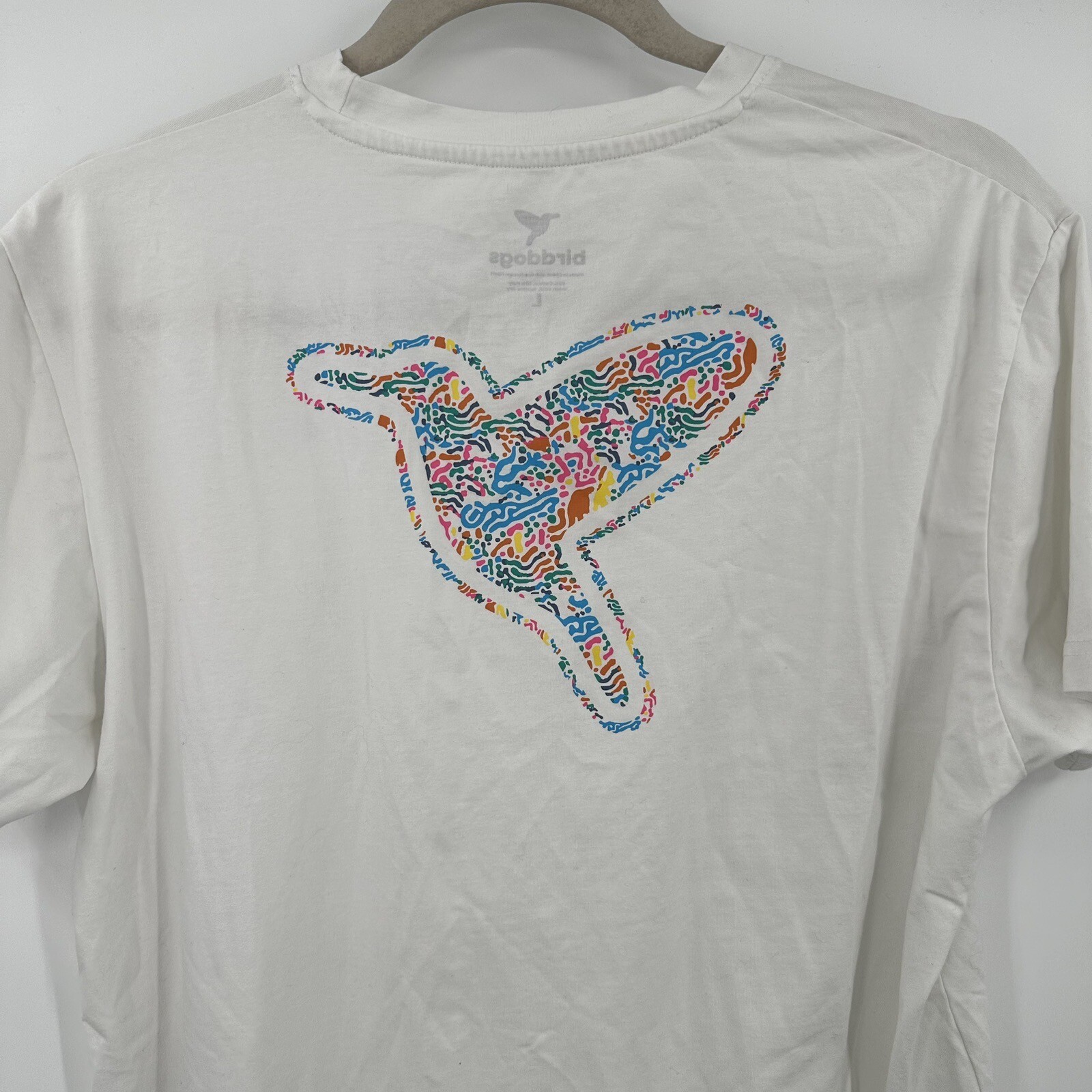 Birddogs White Short Sleeve Bird Design Stretch T-Shirt Size Large