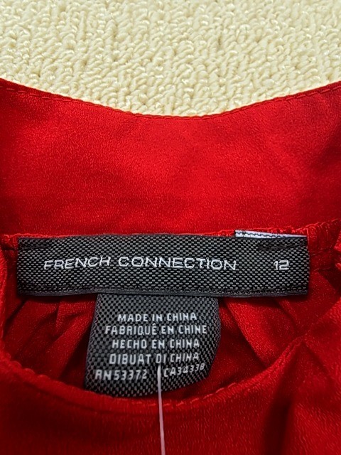 French Connection Red Sleeveless Blouse Stand Collar Womens Regular Size 12