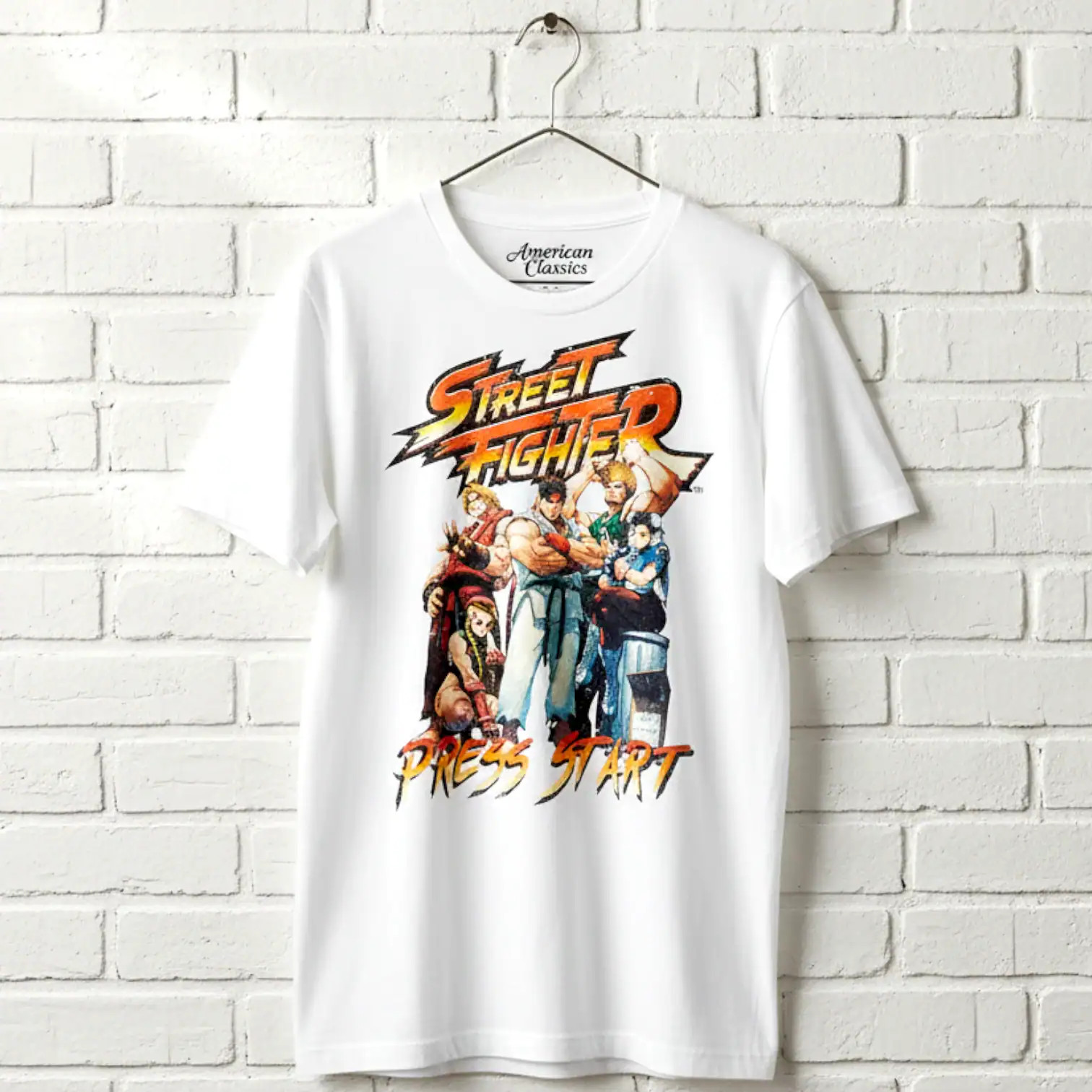 Street Fighter Press Start Men&rsquo;s T Shirt Cammy Guile Ryu Chun-Li Capcom Merch