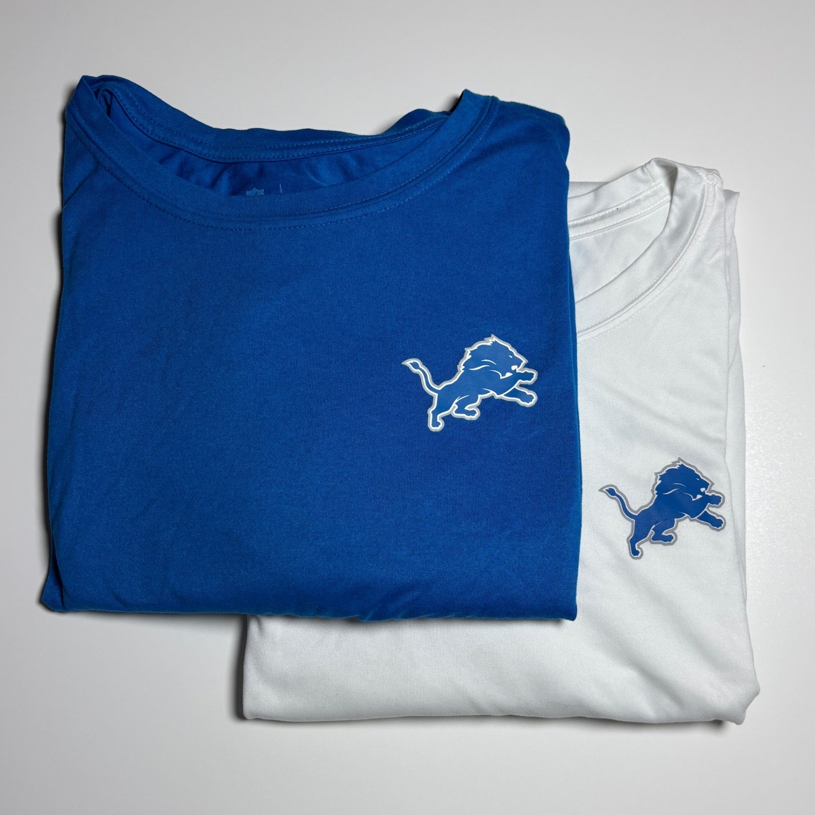 Lot 2 Detroit Lions NFL Nike Dri-FIT Long Sleeve Shirt Mens 3XL Blue & White