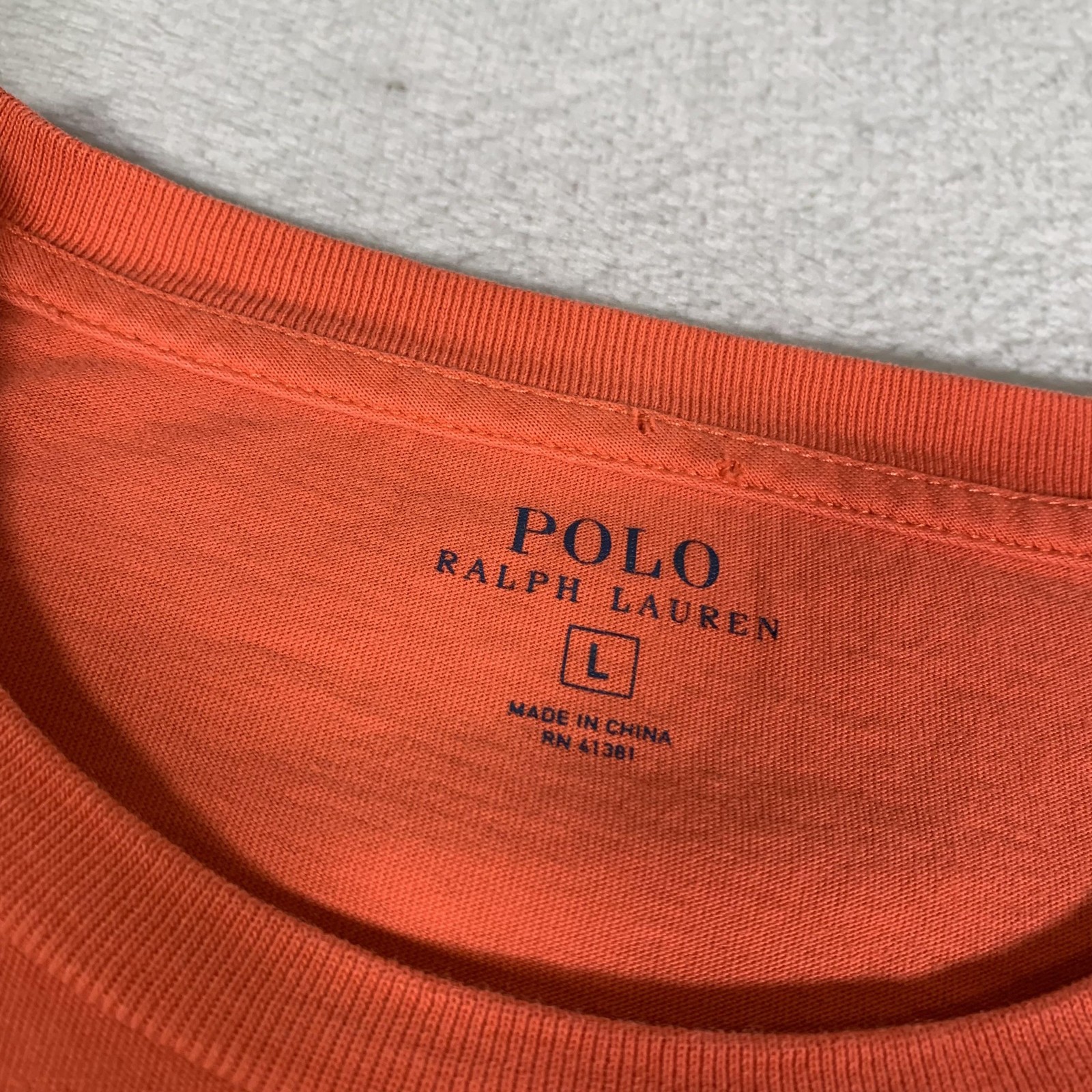 Polo Ralph Lauren Shirt Mens Large Orange Pocket Tee Tagless Cotton Crewneck