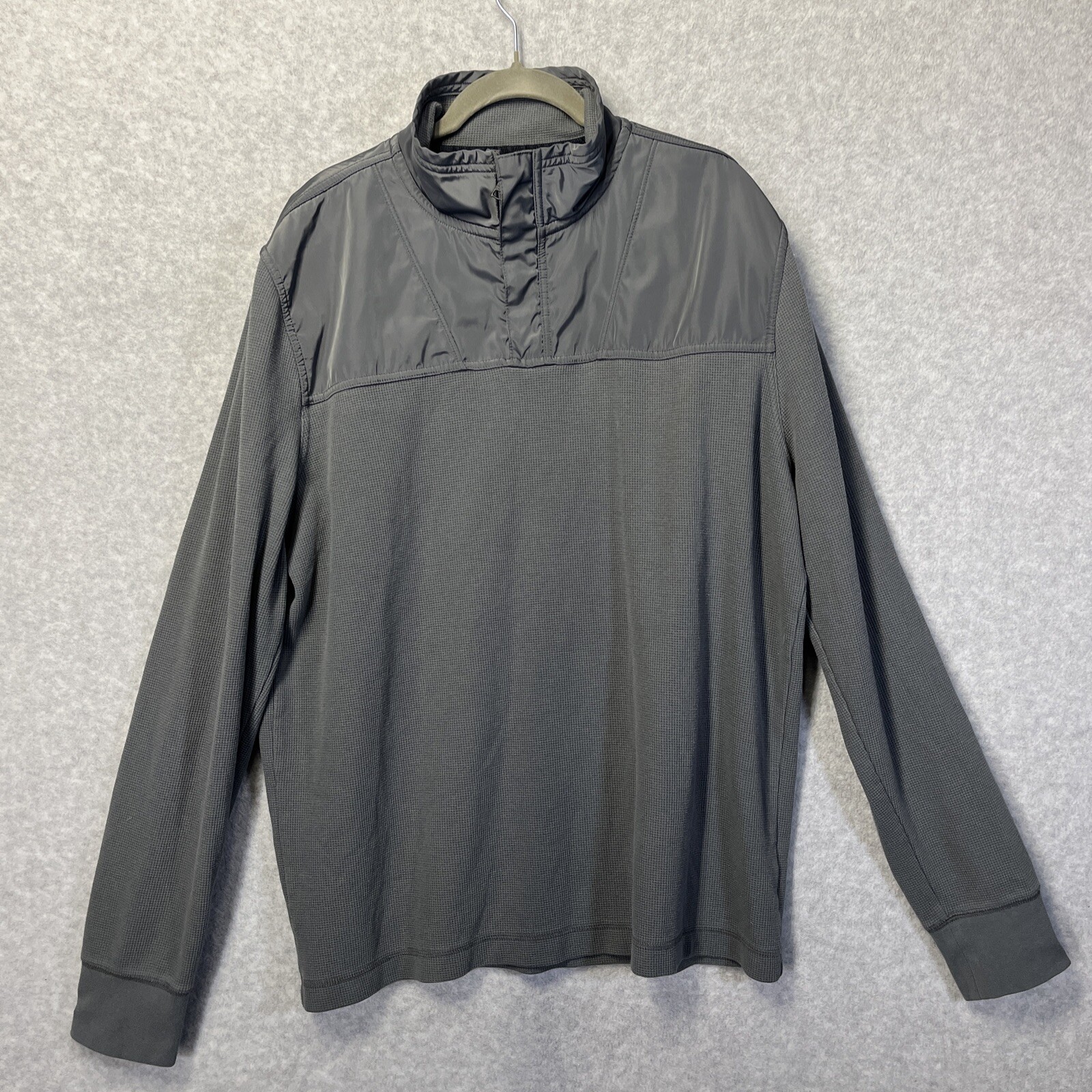 BANANA REPUBLIC 1/4 Zip Collared Gray Pullover Thermal Shirt Long Sleeve Mens XL