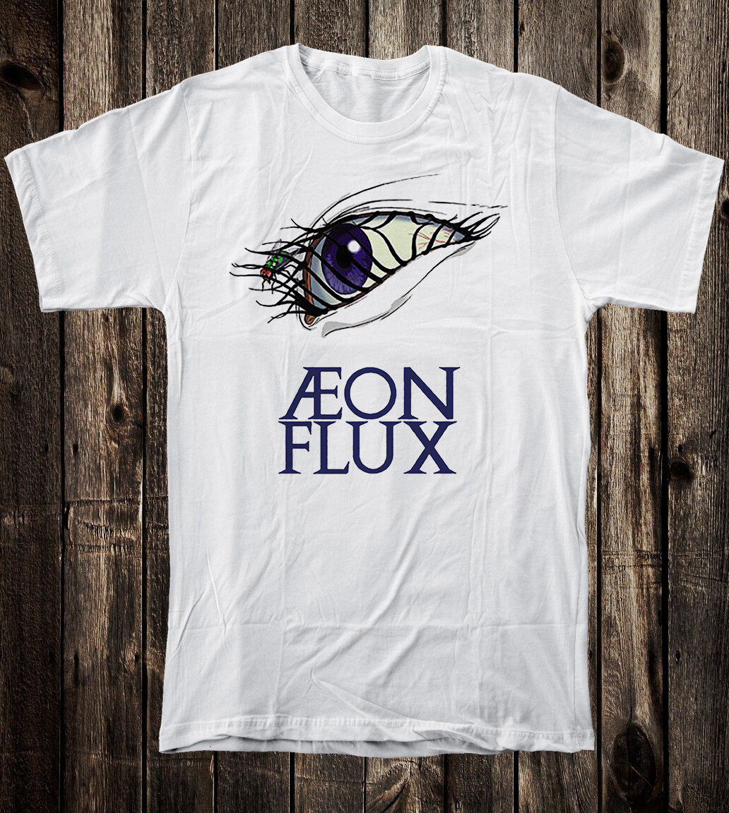 Retro Art Tee T Shirt 100% Cotton Aeon Flux Eye MTV Liquid Television Cartoon