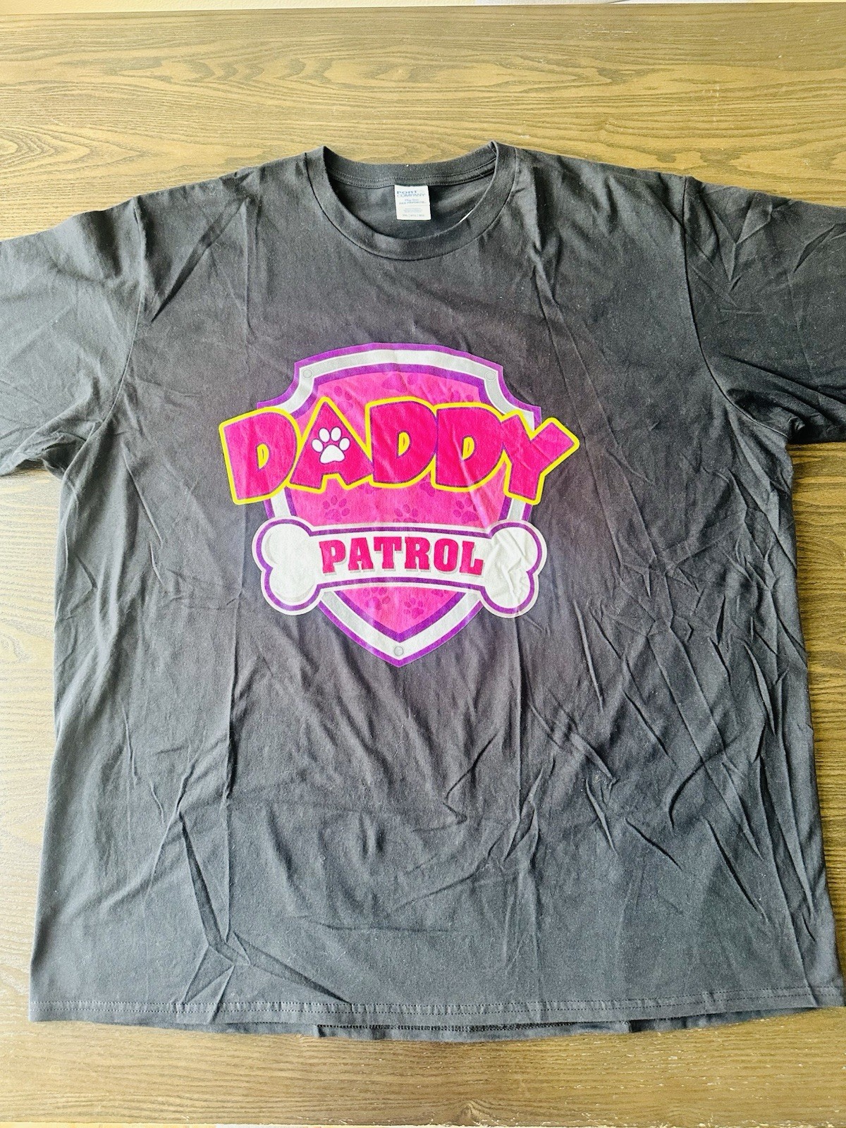 Port and Company Black T‑shirt with Pink and Yellow &lsquo;Daddy Patrol&rsquo; Graphic
