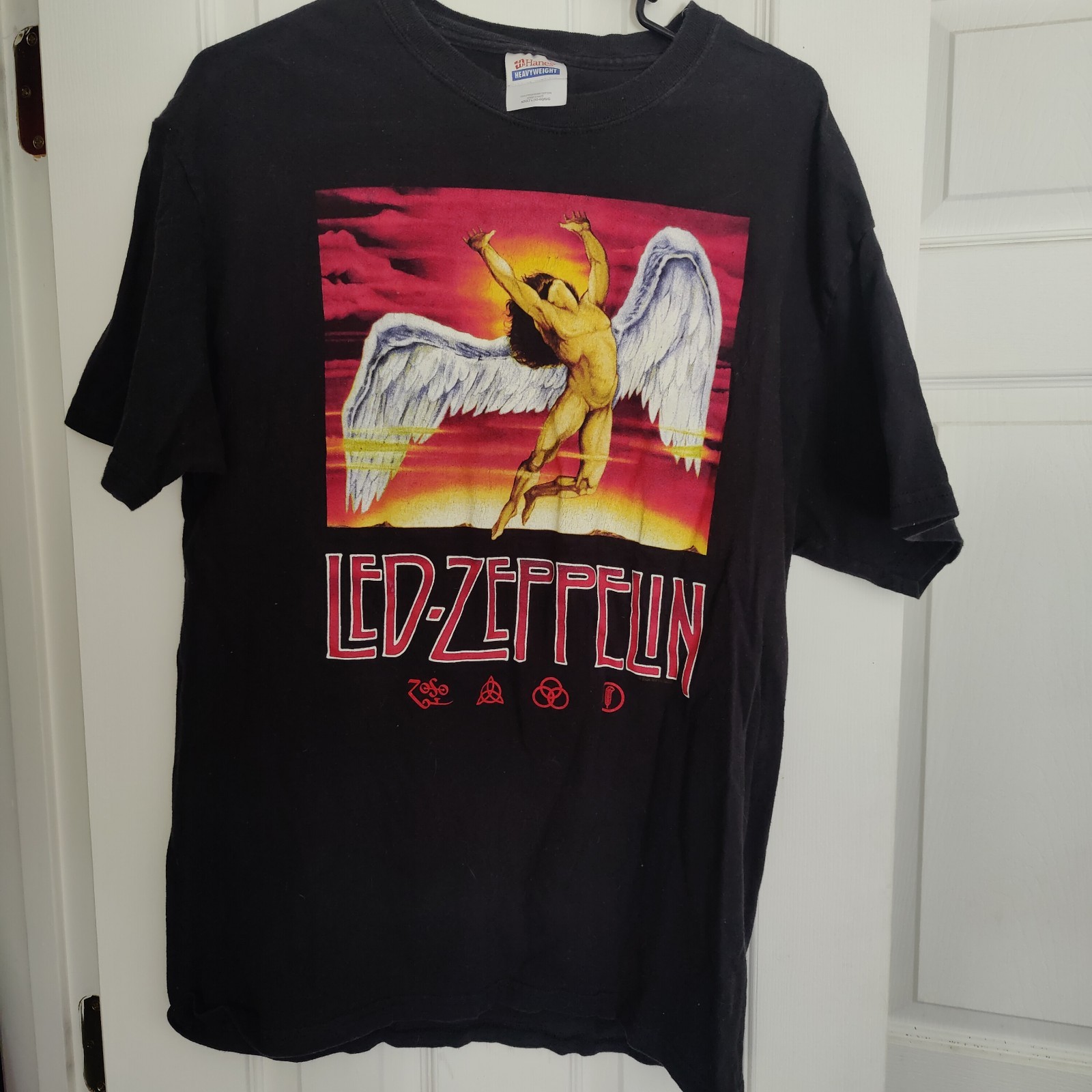 Vintage Y2K Led Zeppelin Swan Song Large Black T-Shirt