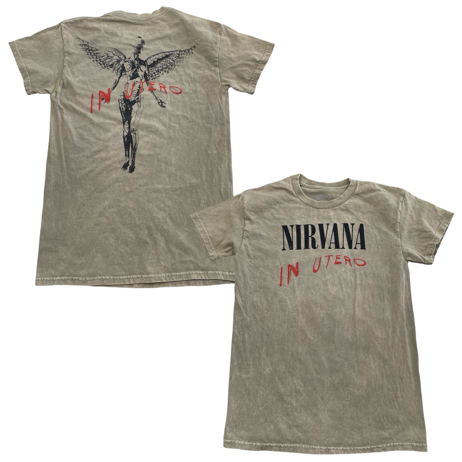 NIRVANA In Utero Logo Size S Beige Tee (Retail $25)