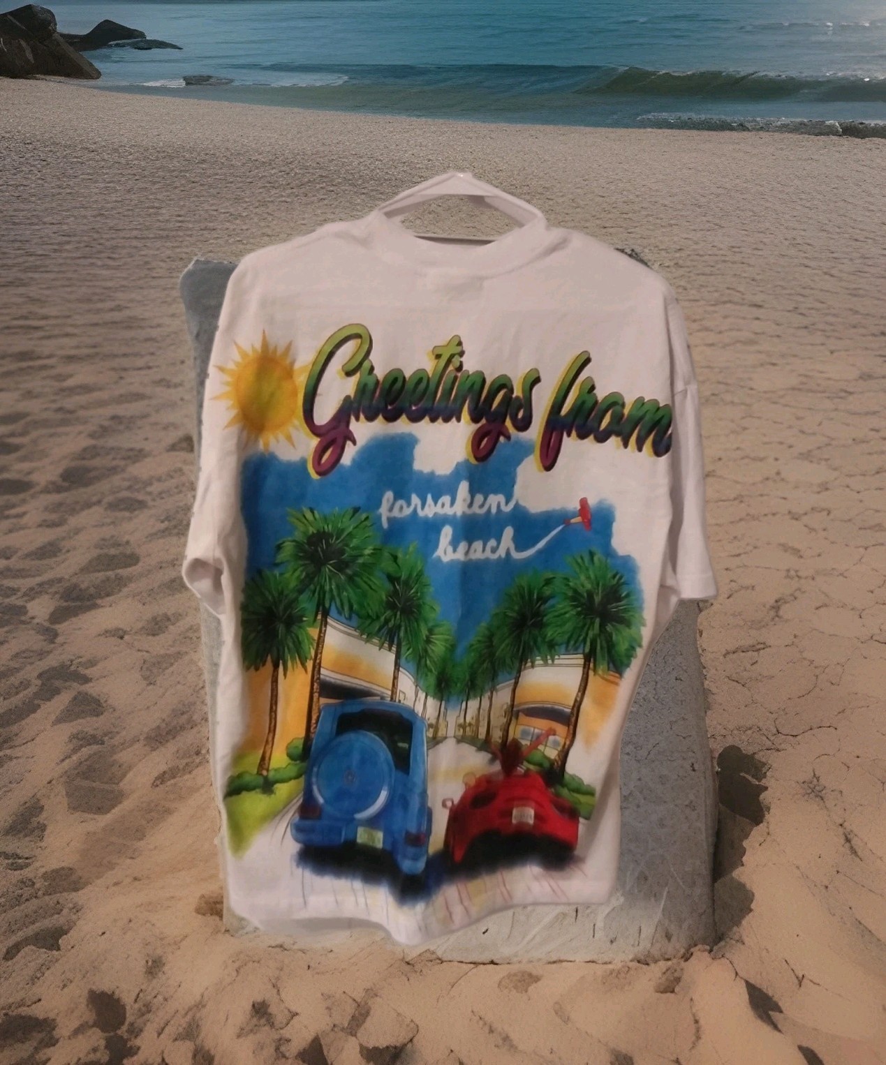 Forsaken Harmony Beach Spray Paint California Style Shirt Size Large