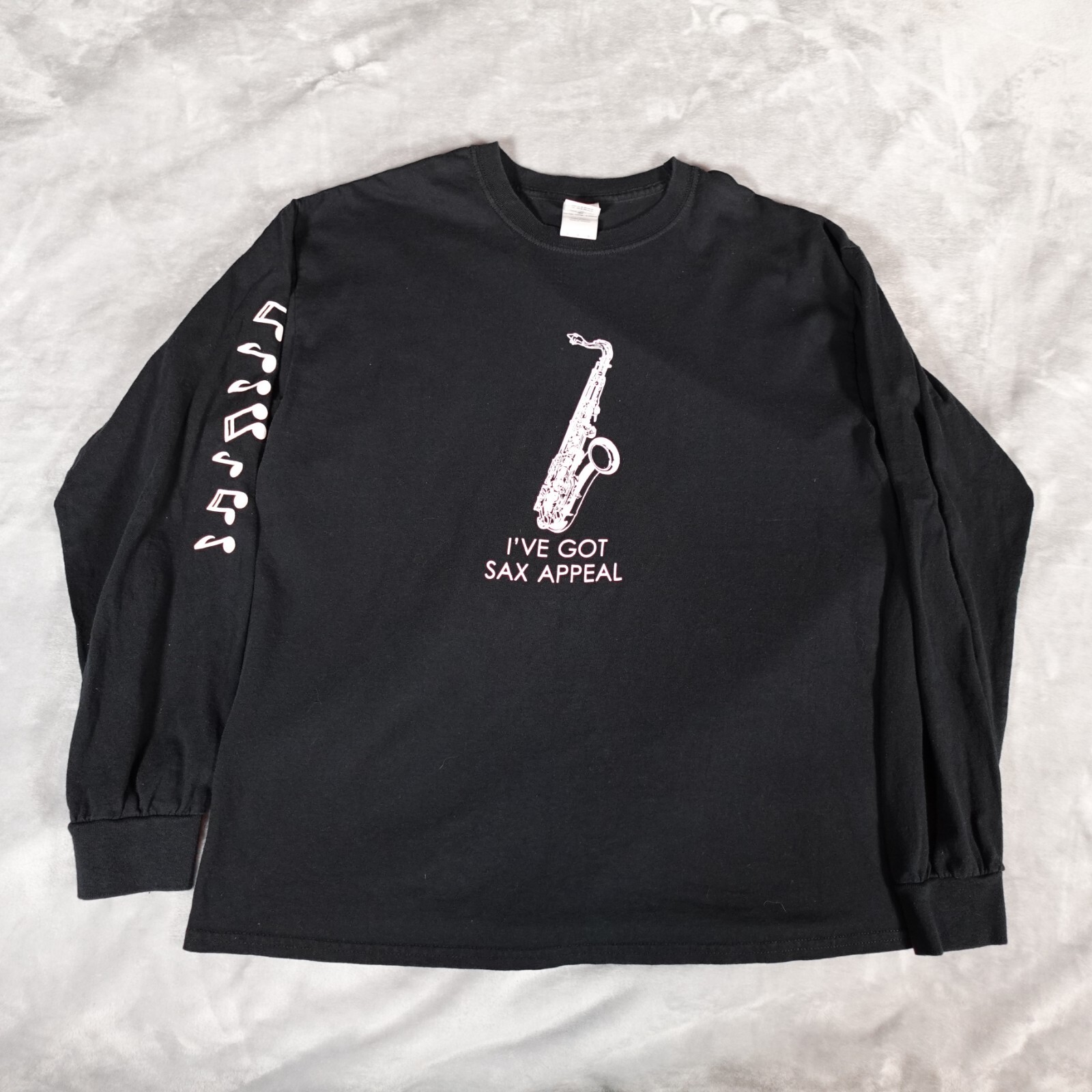 Ive Got Sax Appeal Saxophone Funny T Shirt Mens L Slim Faded Black Y2K