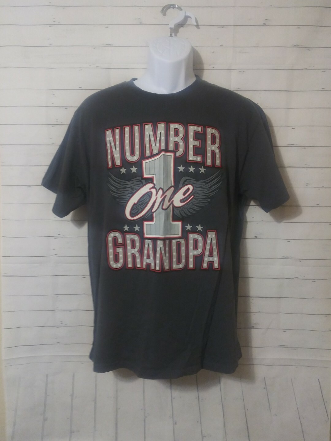 Men&rsquo;s Alstyle Gray Number 1 Grampa Graphic Tshirt, Size L