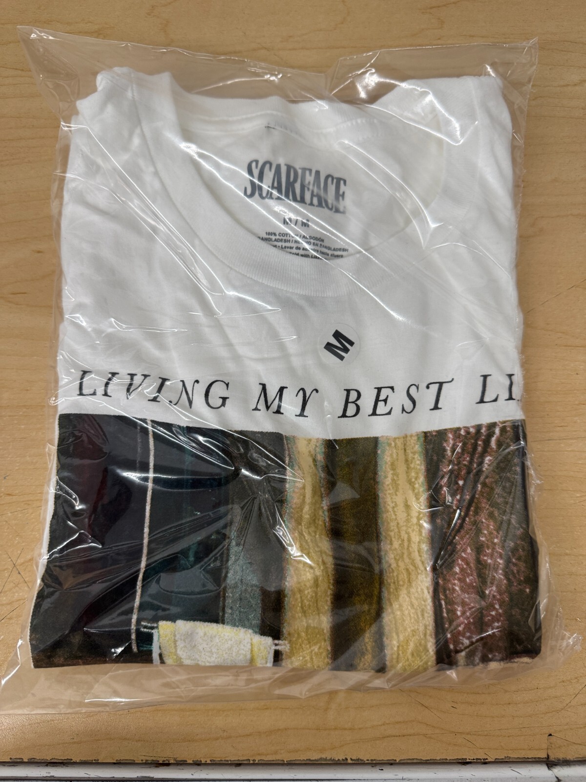SCARFACE MENS LIVING MY BEST LIFE GRAPHIC T SHIRT