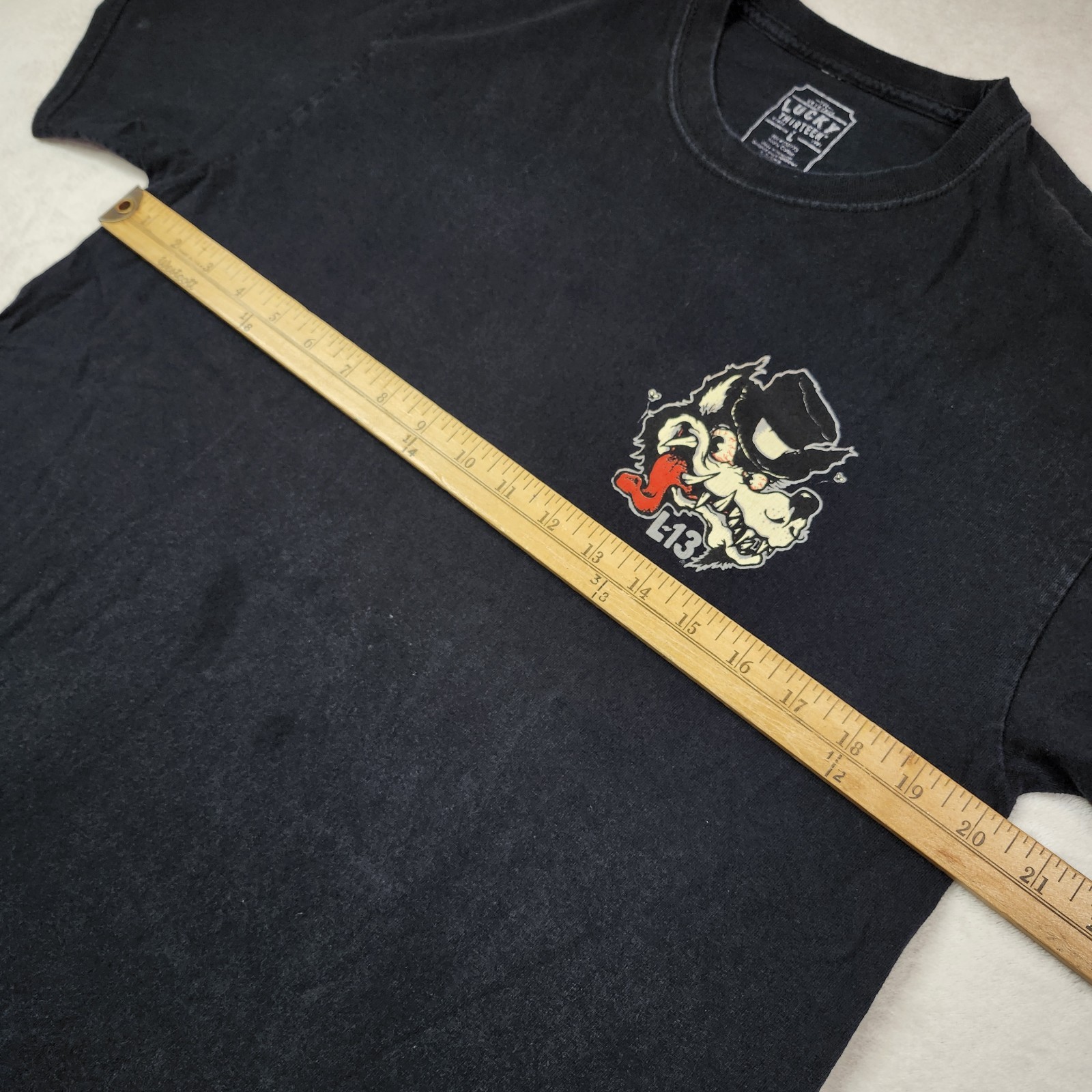 Authentic LUCKY 13 No Club Top Hat Lone Wolf Rockabilly T-Shirt AOP Size Large