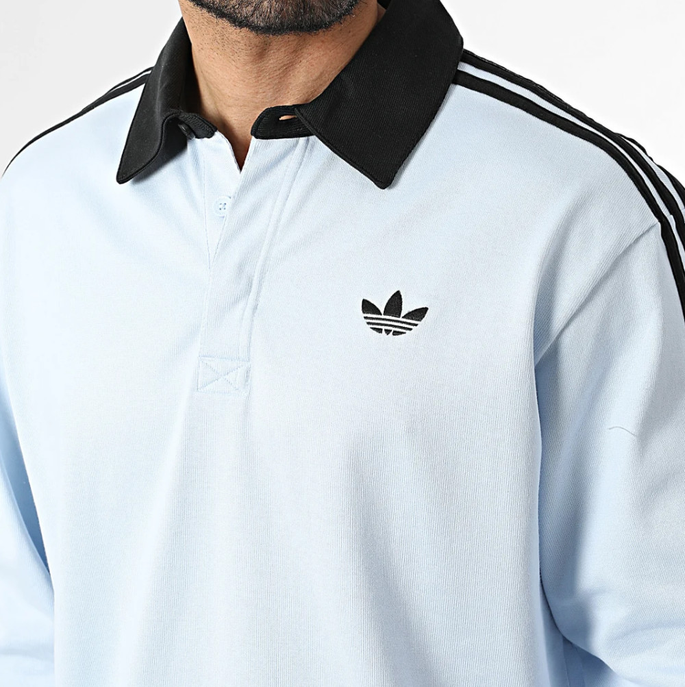 NEW MEN&rsquo;S ADIDAS ORIGINALS 3 STRIPES RUGBY POLO SHIRT ~ SIZE LARGE #KE2445