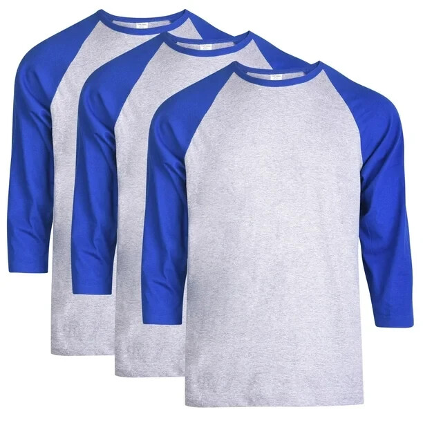 3 Packs Men&rsquo;s 3/4 Sleeve Crew Neck Raglan Jersey Baseball Tee Shirts Size Large