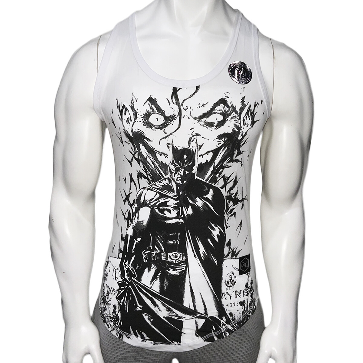 NWT JOKER LAUGH SMILE BATMAN MOVIE GYM WORKOUT MEN&rsquo;S SLIM FIT TANK TOP SIZE M L