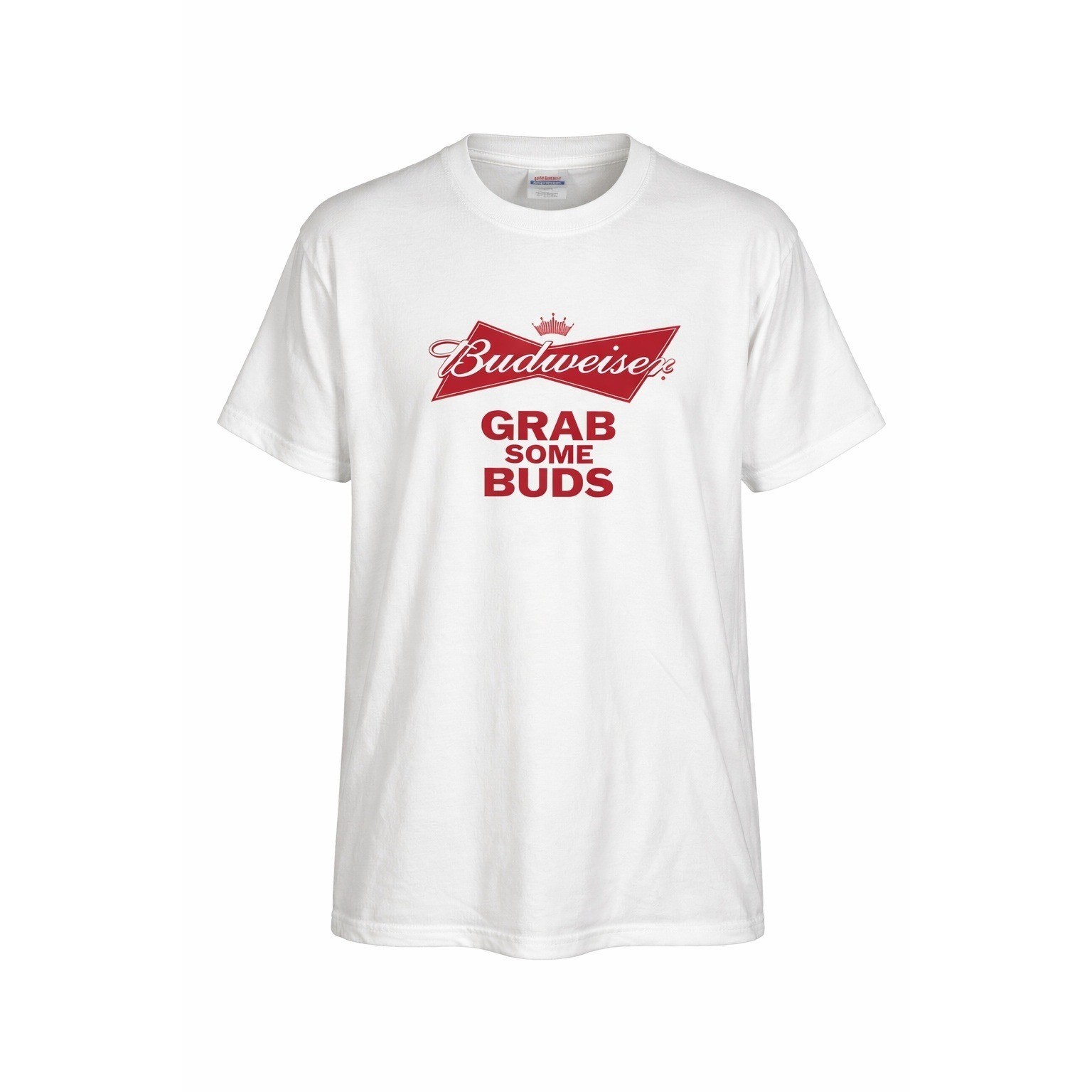Vintage Budweiser Grab Some Buds Beer T-shirt Size Medium White Cotton Logo NWOT