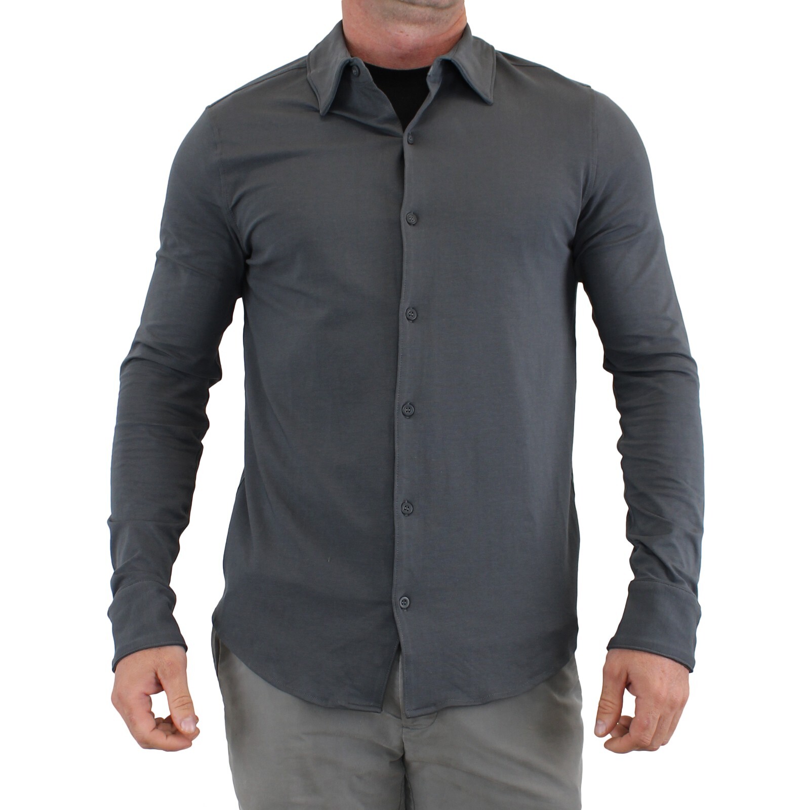True Classic Men&rsquo;s, Knit Long Sleeve, Slightly Relaxed Fit Collard Shirt