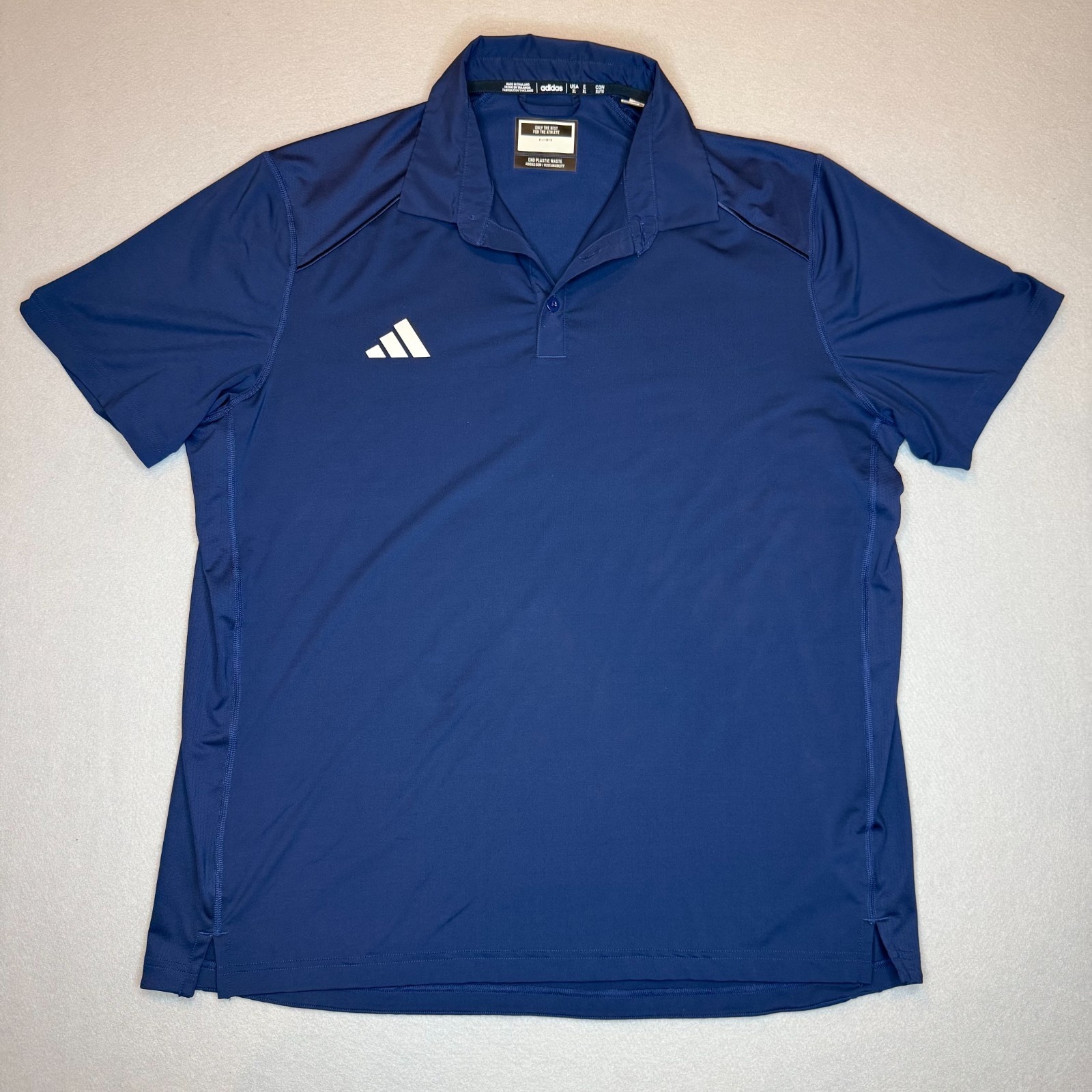 Adias Golf Polo Shirt Mens XL Blue Short Sleeved Stretch Aeroready Lightweight