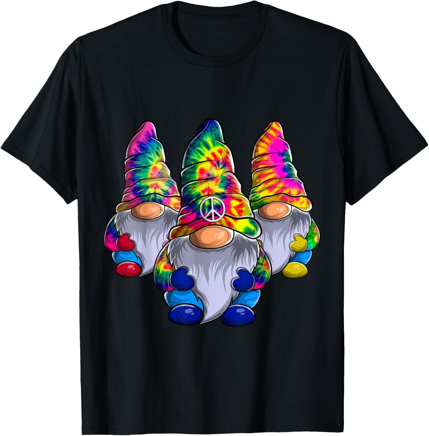 Three Hippie Gnomes, Peace Gnome, Funny Retro Tie Diy Design T-Shirt