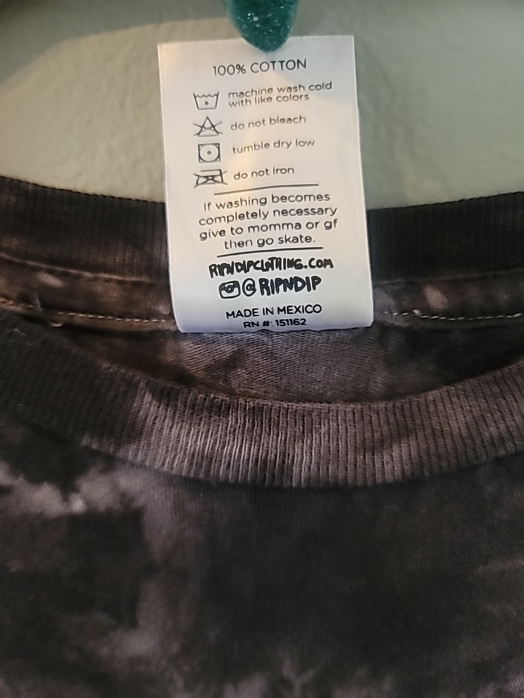 RIPNDIP All Hail F You Cat Butts Black Acid Wash Tie Dye Shirt Small 100% Cotton