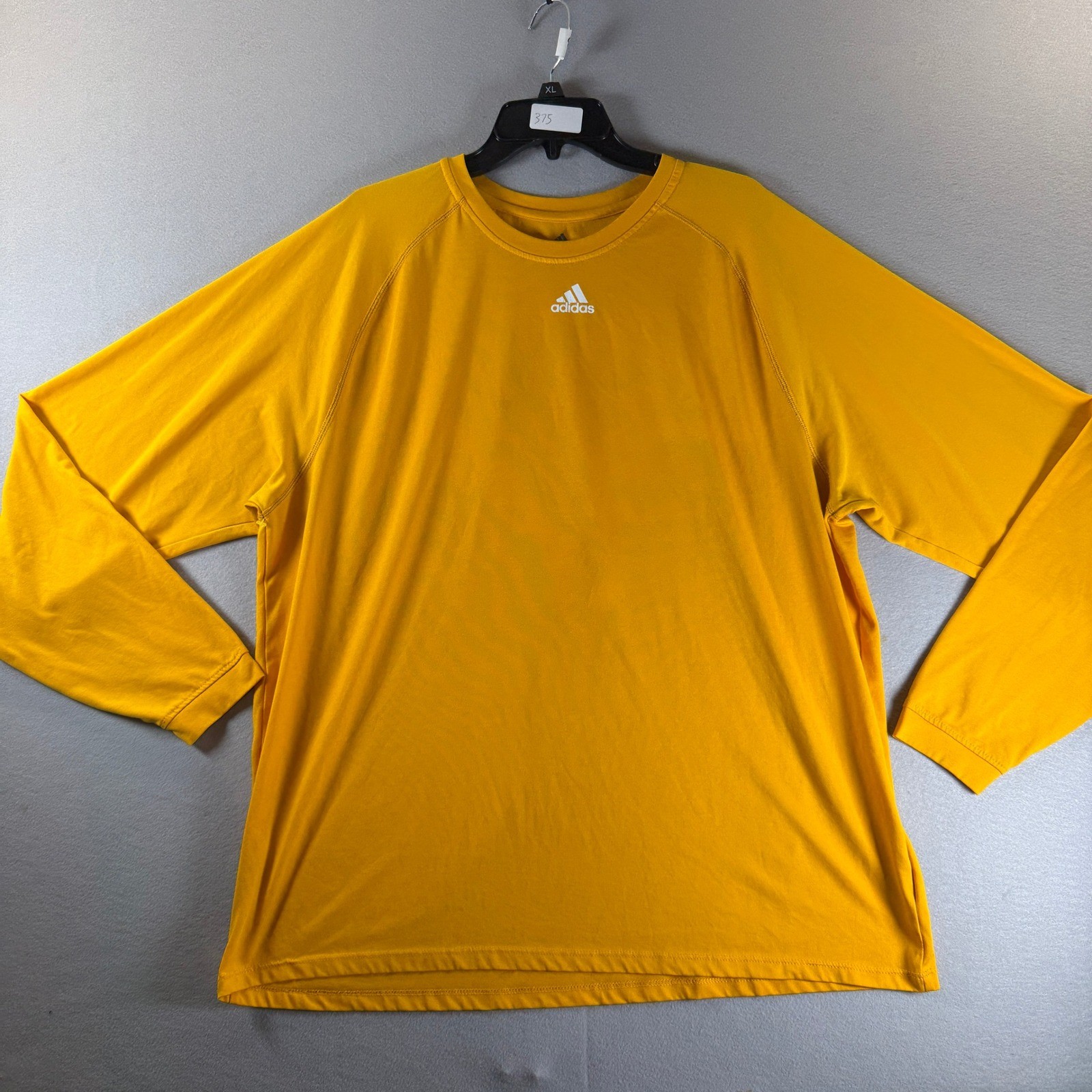 Adidas Climalite Mens 2XL Long Sleeve Shirt Gold Yellow Athletic Performance Tee