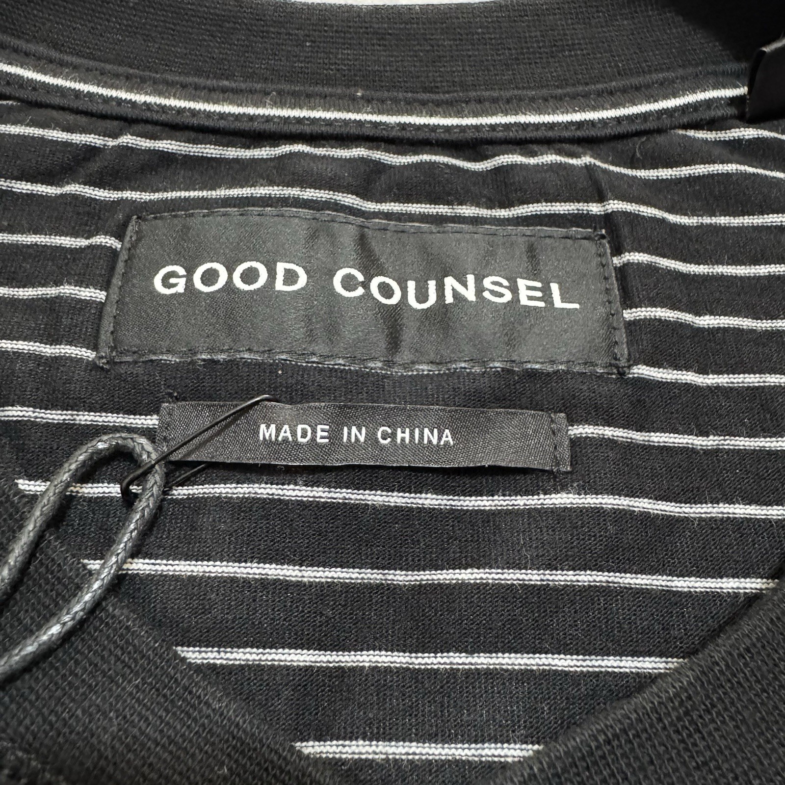 Good Counsel Wanzer Henley Long Sleeves Black T-Shirt 3XL White Stripe Tee NWT