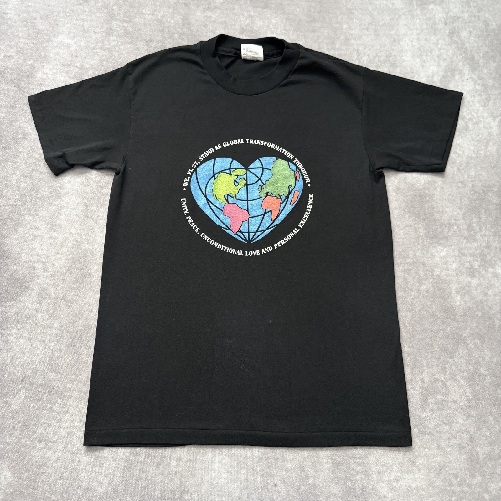 Vintage 90s Unity Earth Heart Shirt Mens M Single Stitch Peace Love Religious