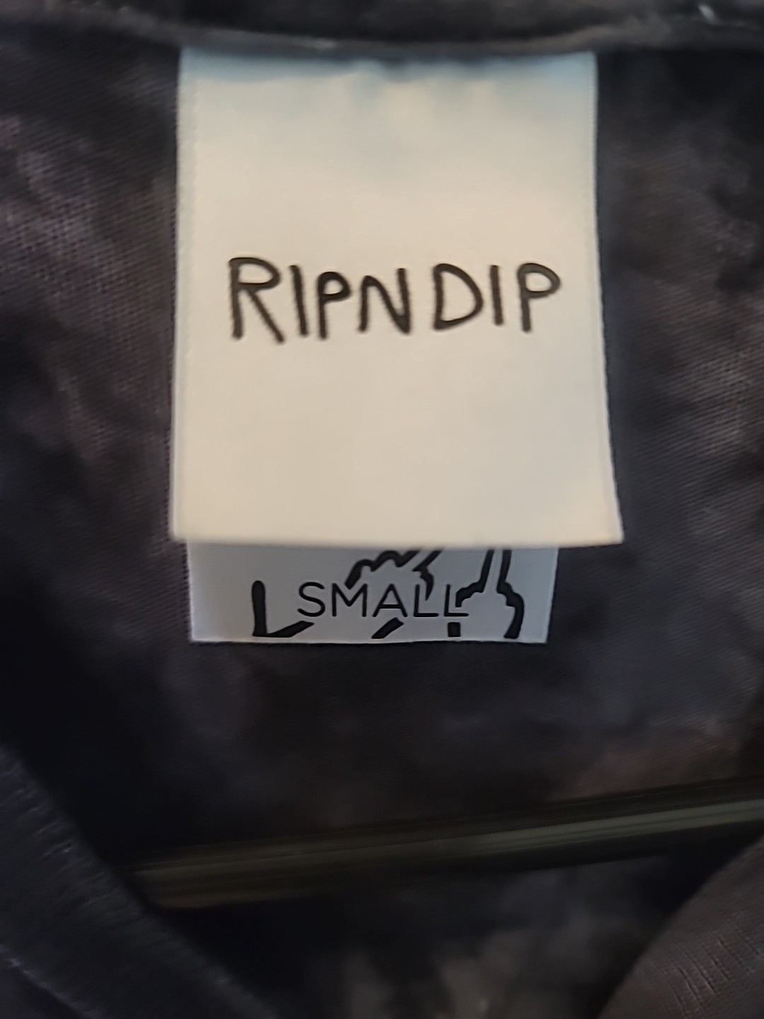 RIPNDIP All Hail F You Cat Butts Black Acid Wash Tie Dye Shirt Small 100% Cotton