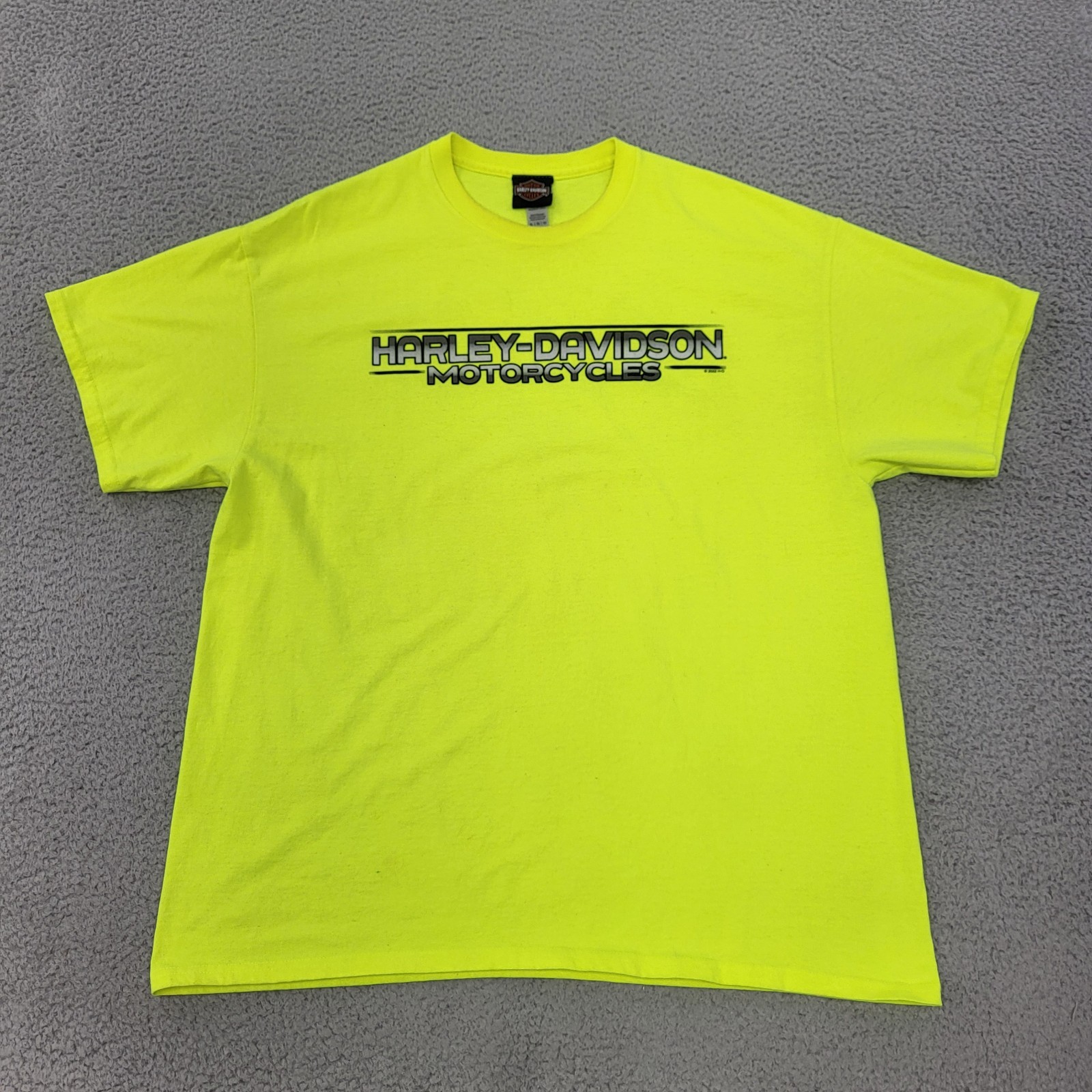Harley Davidson Shirt Mens XL Neon Yellow Graphic Diamondback Lawton Oklahoma