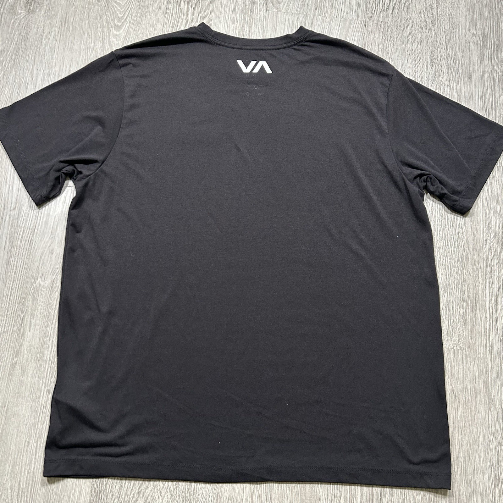 RVCA VA Sport Tee T Shirt Mens XL Black Gym Workout Regular Fit Rubber Logo