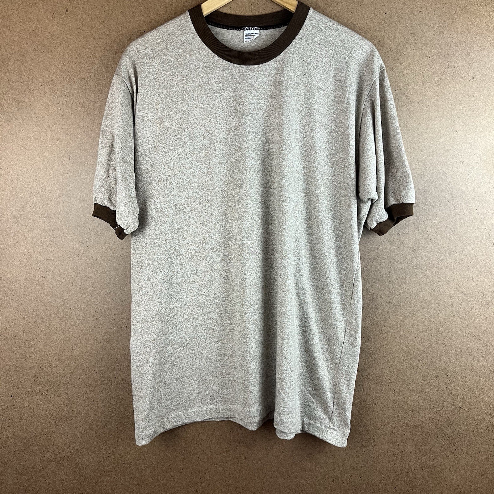 VTG 70s JCPenney Two-Tone Sandy Brown Ringer Tee Large