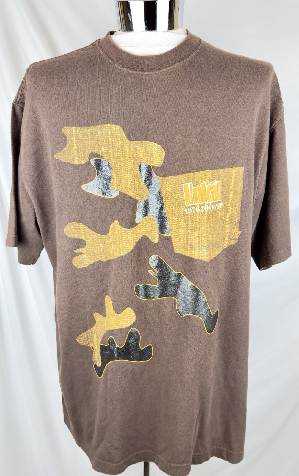 Vtg Y2K Nelly VOKAL Streetwear Brn Camo Patchwork Short Sleeve Shirt Sz 2XL