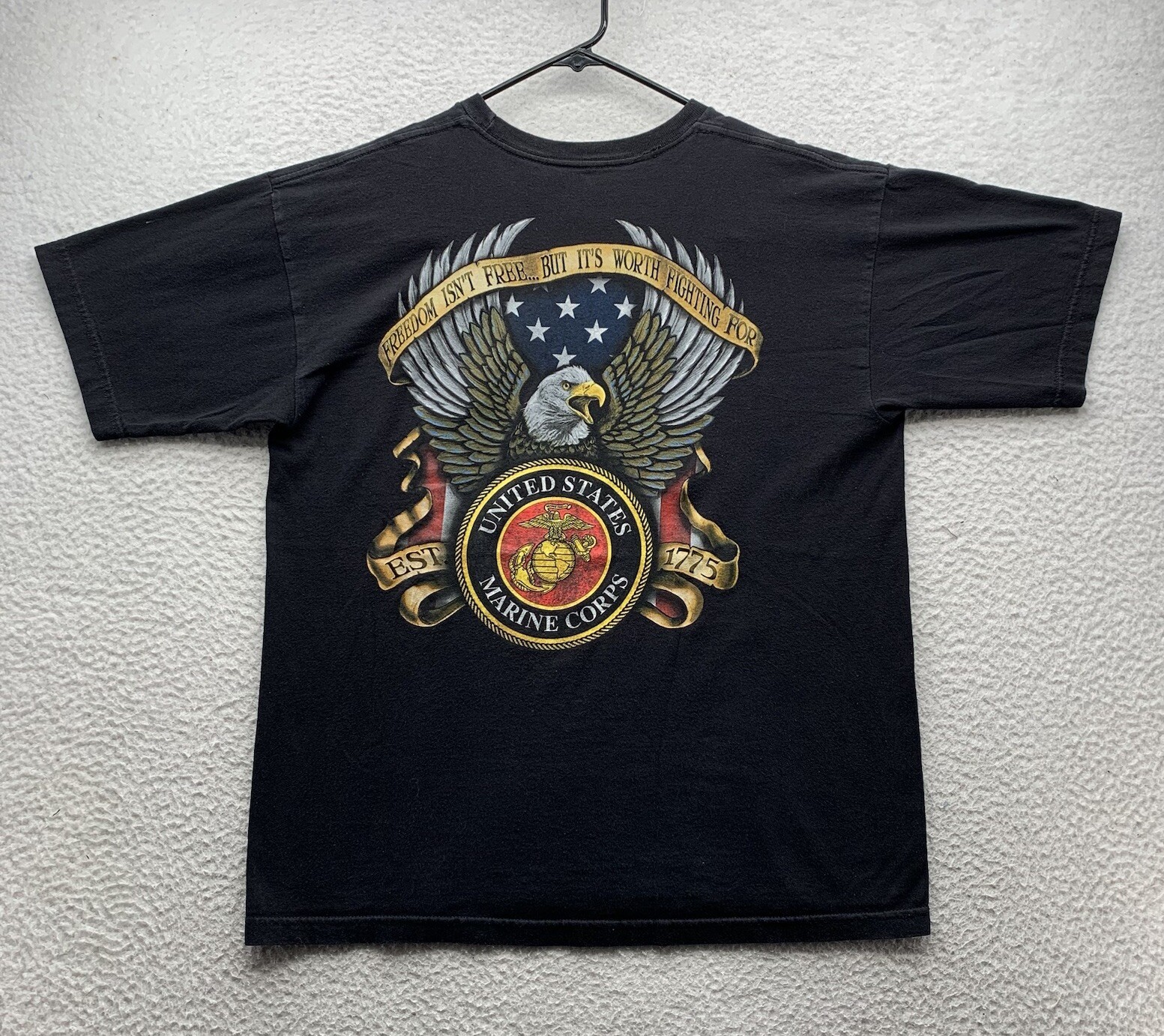 Bayside United States Marine Corps T-Shirt Mens Large L Black USMC Military USA