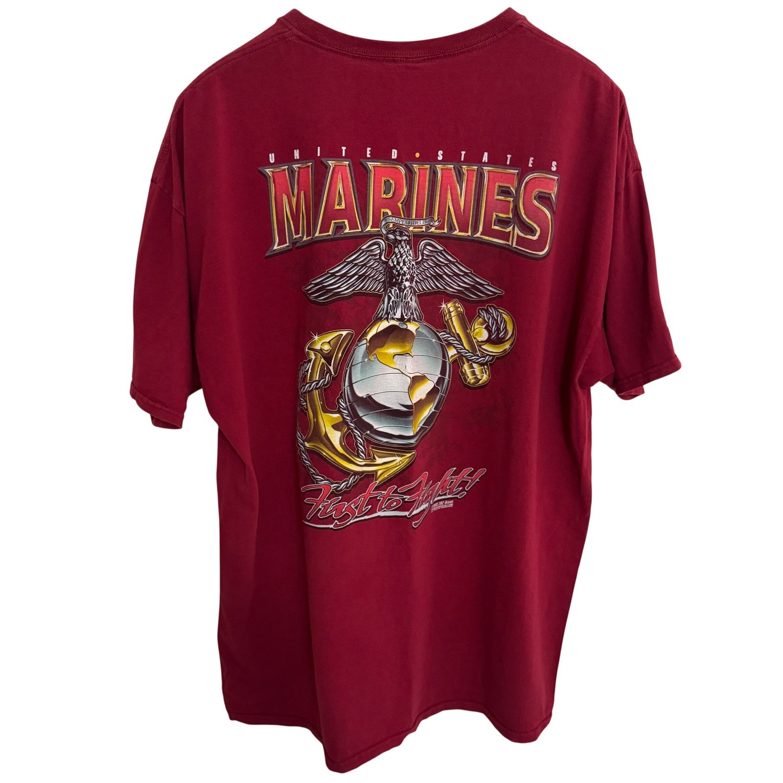 United States Marines T Shirt Mens 2XL Red First To Fight Double Graphic 7.62
