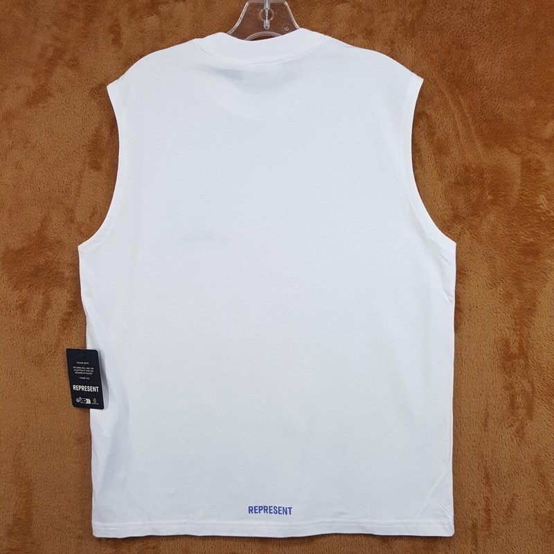 REPRESENT Shirt Mens XS White Crew Graphic Cut Off Sleeveless Tank Tee