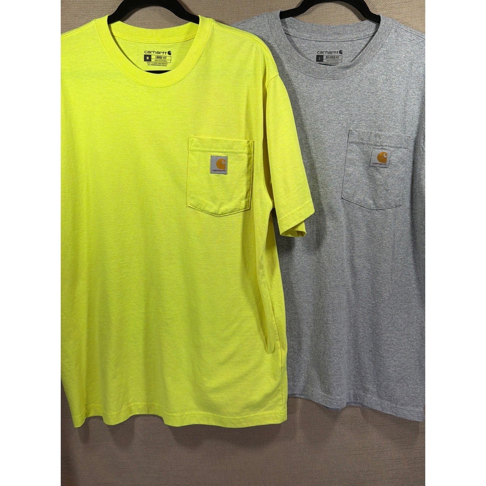 Carhartt Pocket T-Shirt BUNDLE Mens M/L Gray(K87)/Hi Visibility(TK3296) Workwear