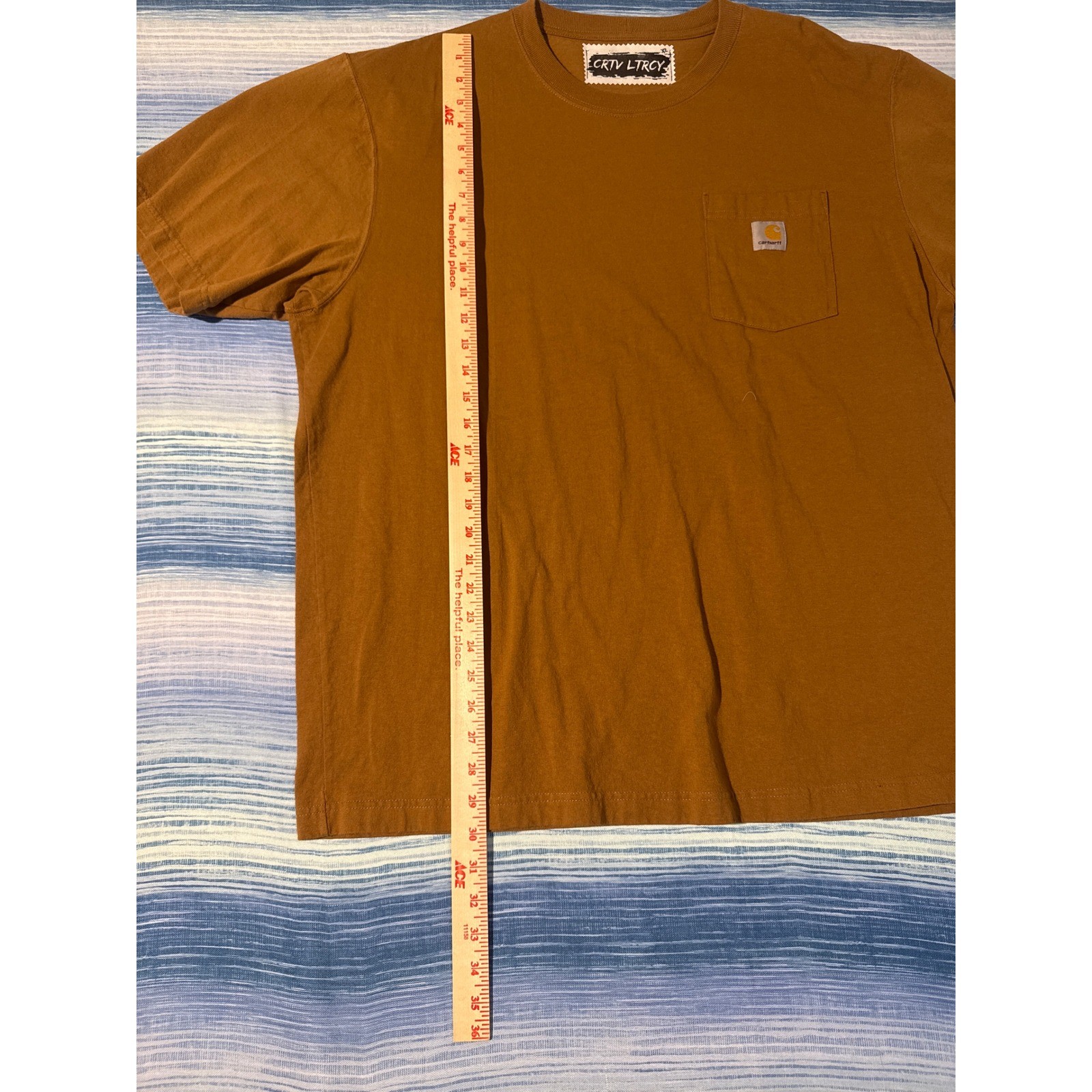 Upcycled Carhartt Pocket T Block Print Sun Graphic Brown Mens XL Sun Collection