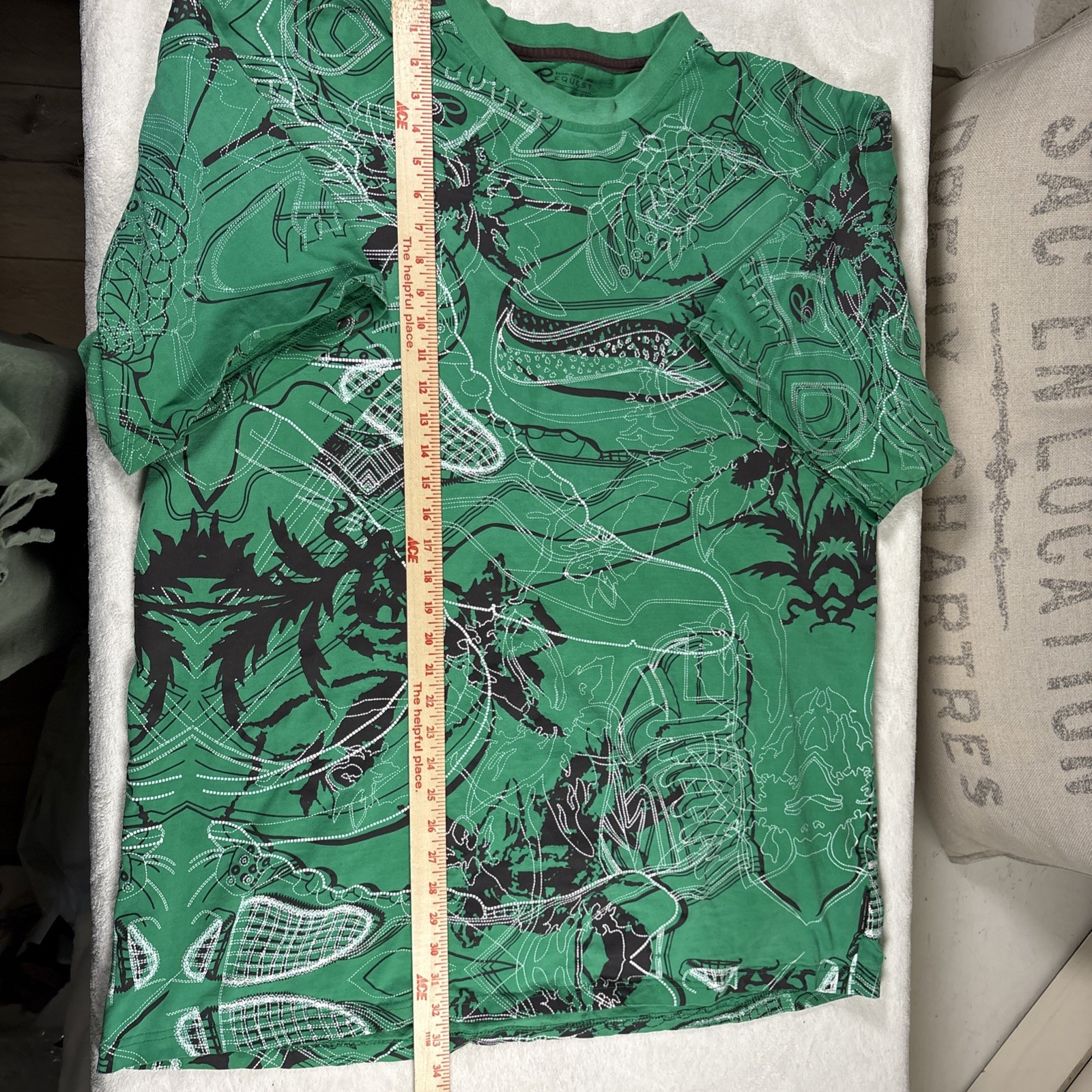 VTG Request Men&rsquo;s Graphic Embroidered Green Tshirt Big & Tall 4XL Short Sleeve
