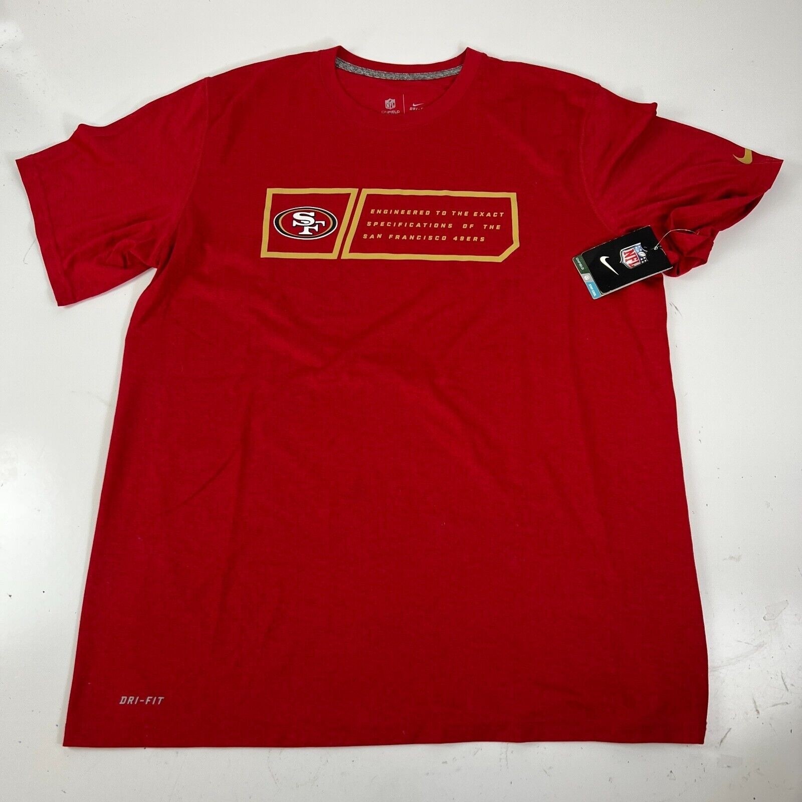 2011 NFL Nike DRI-FIT San Francisco 49ers L Red Short Sleeve On Field Tee L