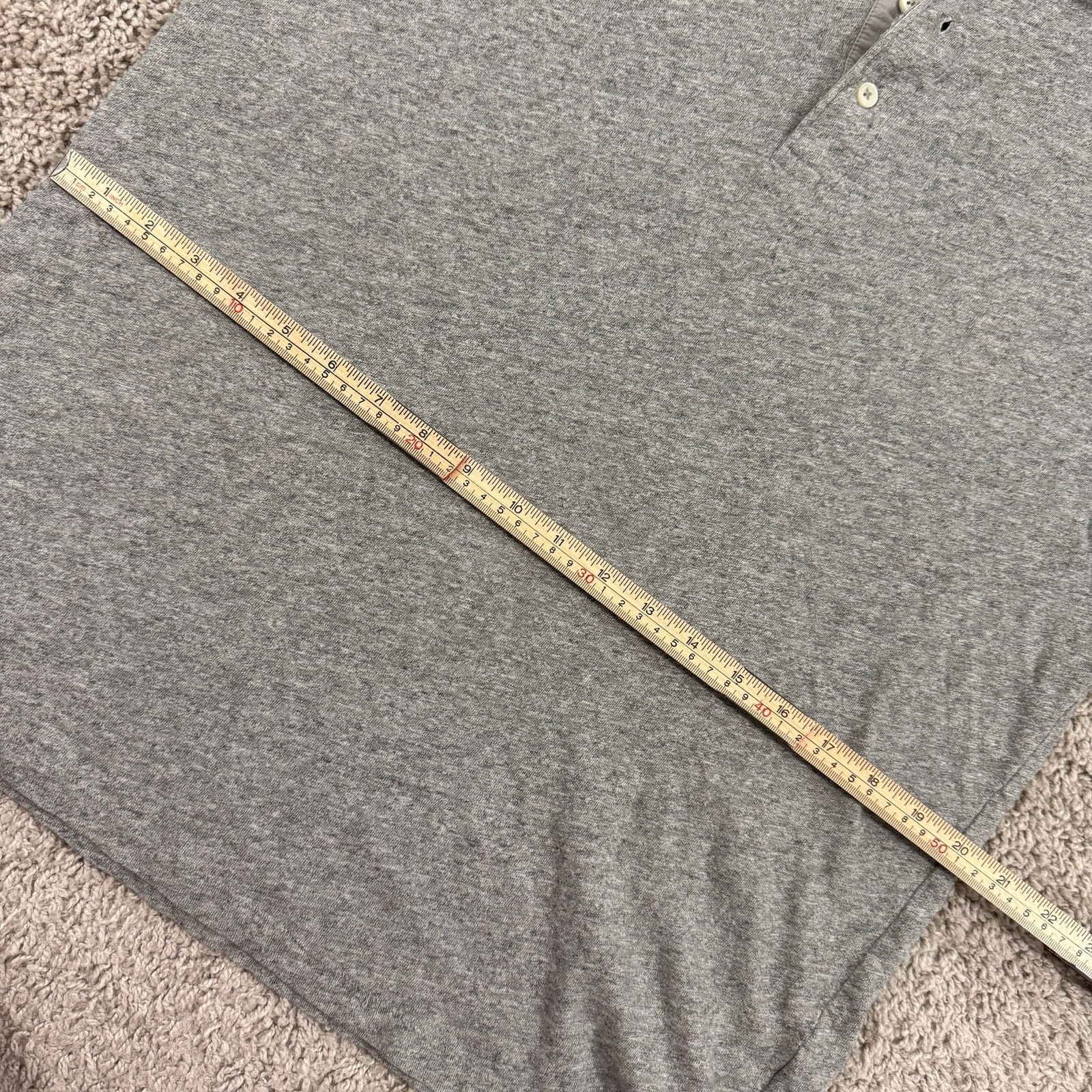 J Crew Field Knit Henley Shirt Mens Large Gray Short Sleeve 100% Cotton