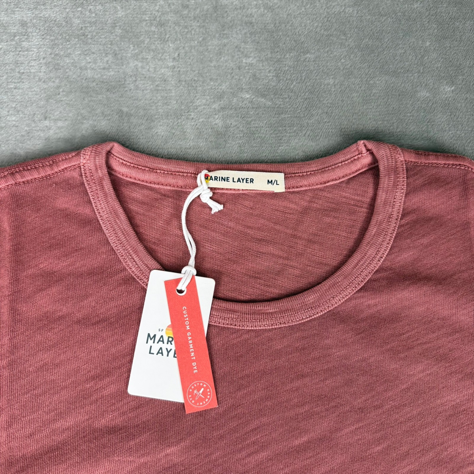 Marine Layer Vintage Heavy Slub Pocket Tee Mens M/L Marge Marsala Red $54 NWT