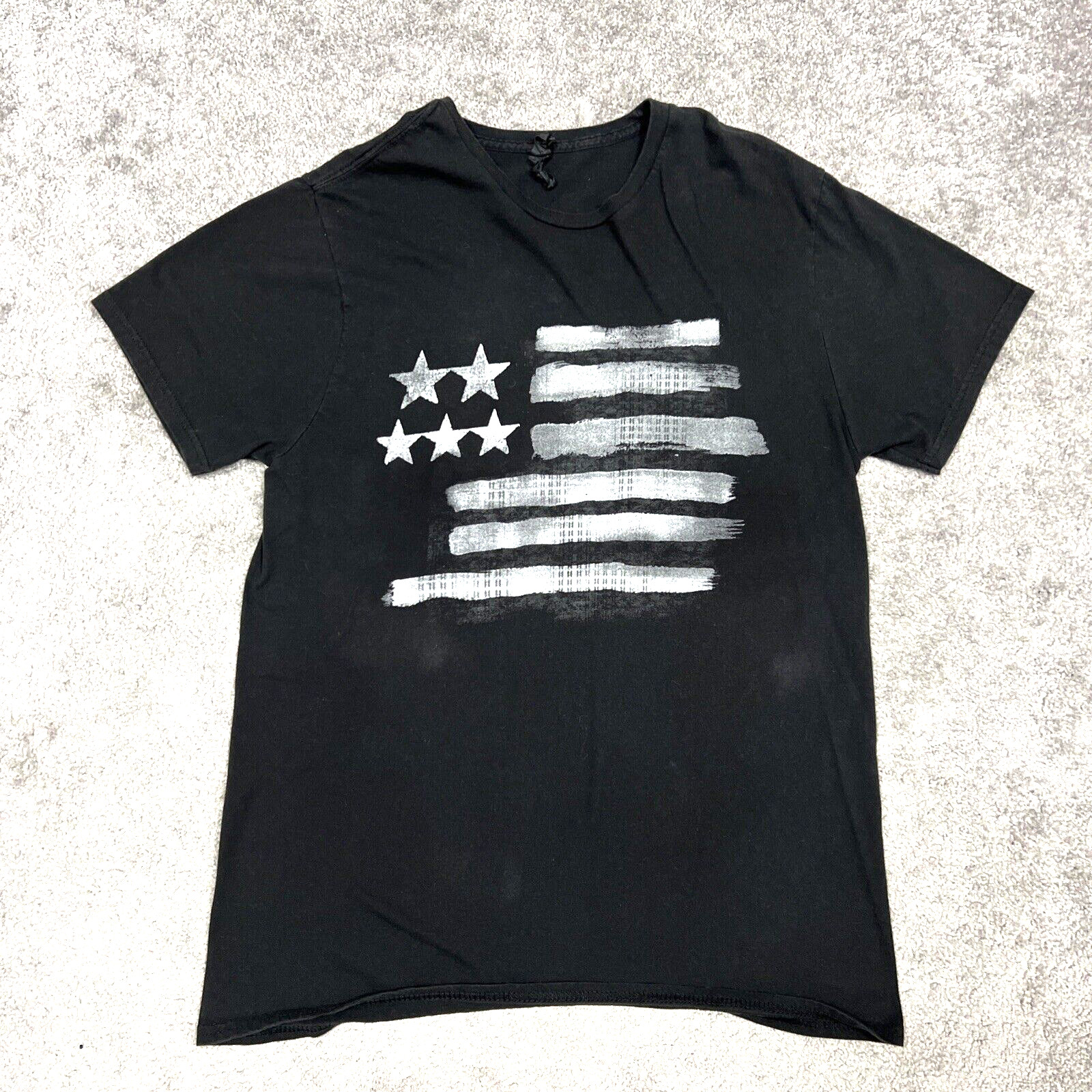 Patriotic Flag Men&rsquo;s Large Pullover T-Shirt Short Sleeve Graphic Tee Black